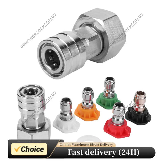 3/4 GHT To 1/4 Quick Connector Stainless Steel Attachment Car Washing Nozzle & Hose Attachment for Car Wash & Outdoor Cleaning Peaceful Pleasures Health and Wellness