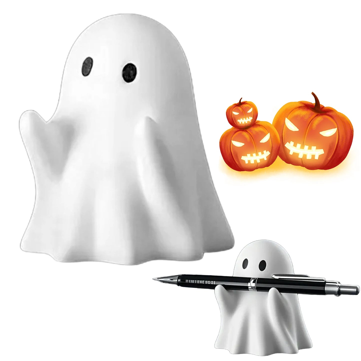 Funny Ghost Pen Holder Spooky Ghost Figurine Design Pencil Holder for Desk Organizer Accessory Gifts for Families Friends Peaceful Pleasures Health and Wellness 1pcs