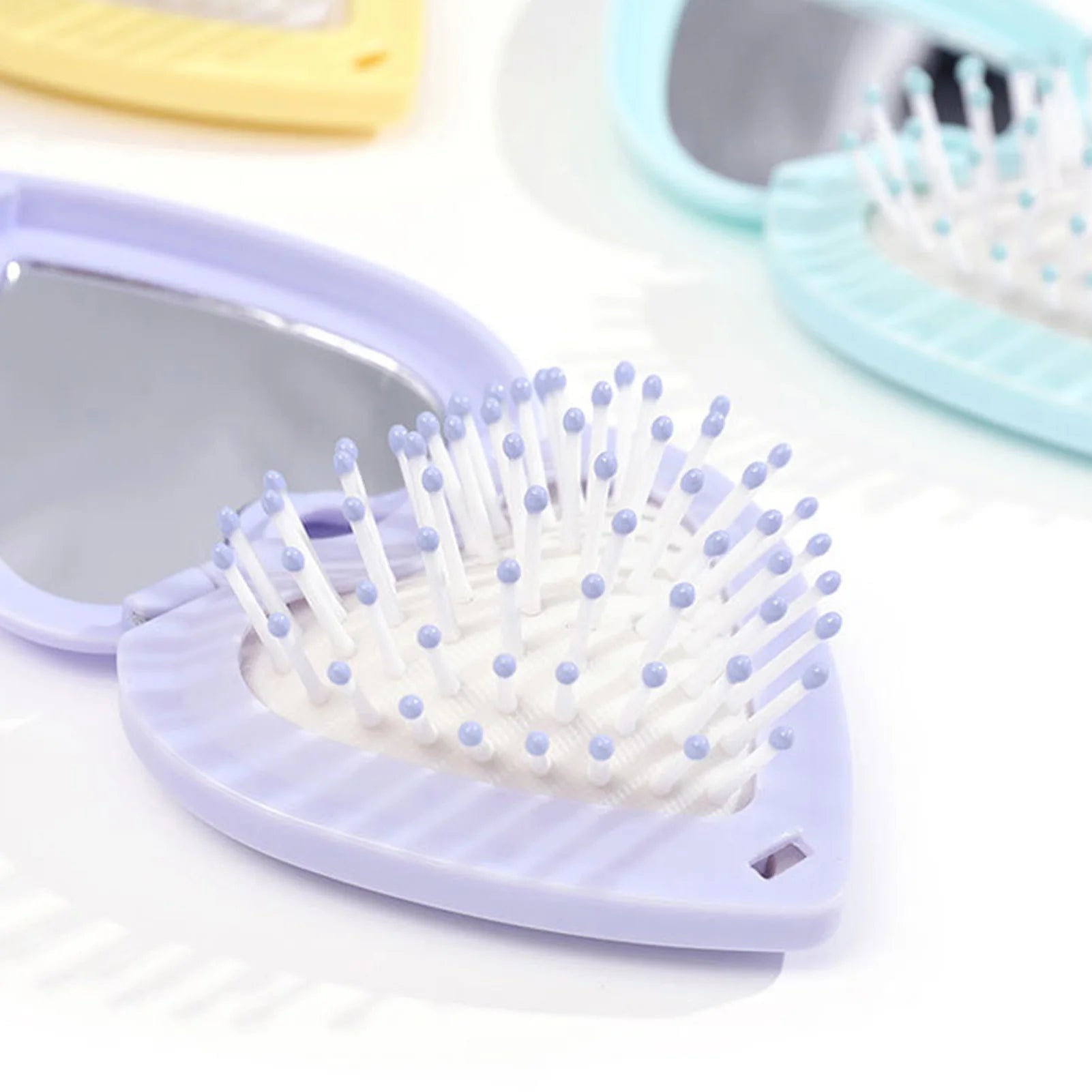 Small Size Hair Comb With Folding Mirror Traveling Portable Massage Folding Comb Women Girl Hair Brush Styling Tools Peaceful Pleasures Health and Wellness
