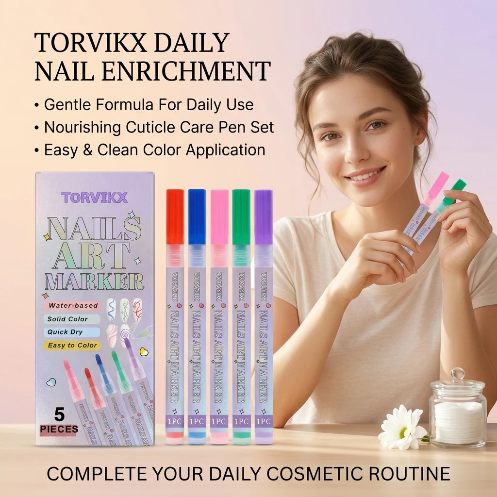 Water-Based Nail Art Markers Set | 5pc Quick Dry Pens Nail Art Pens Peaceful Pleasures Health and Wellness