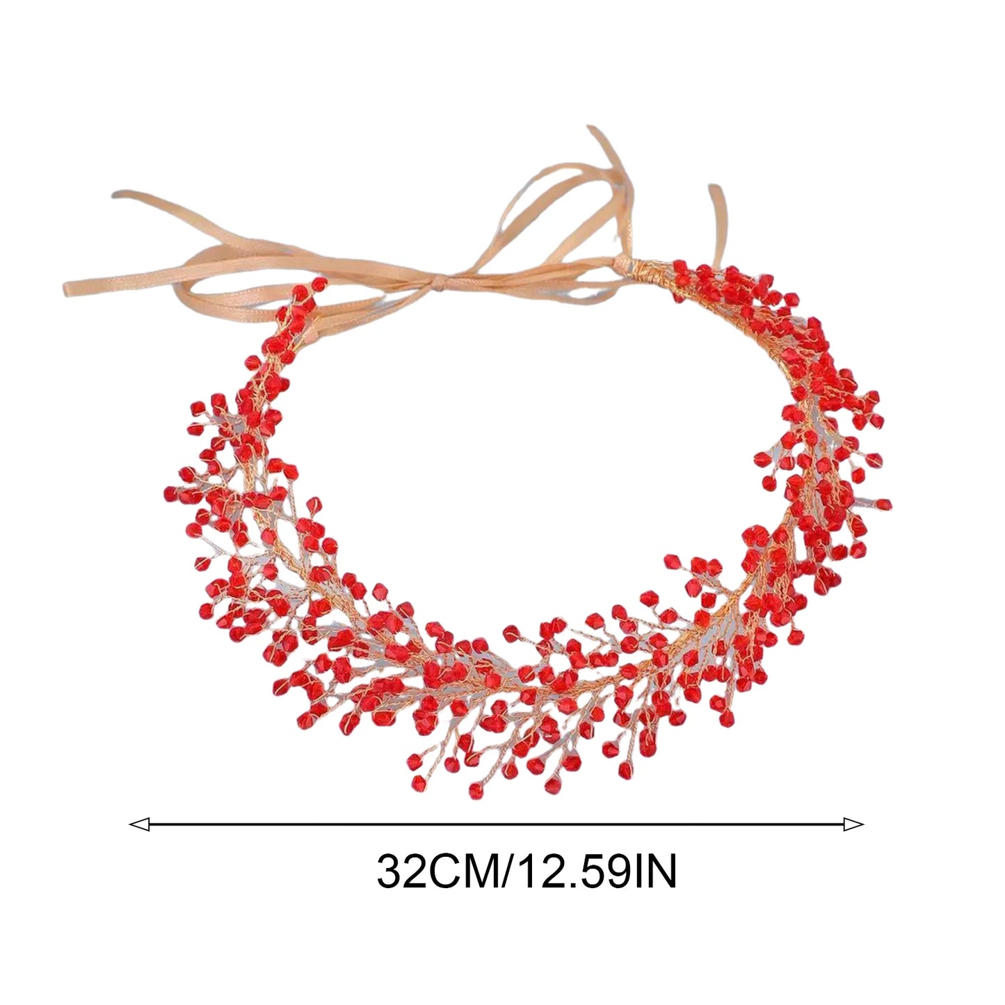 Beaded Red Leaf Bridal Wedding Headband Hair Accessory For Bride And Bridesmaid Peaceful Pleasures Health and Wellness