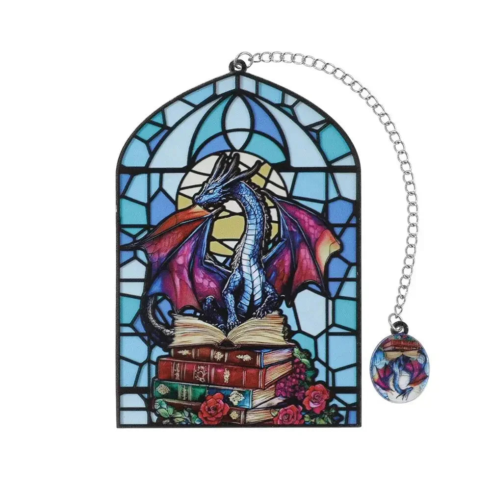 Vintage Stained Glass Dragon Bookmark Fourth Wing Fantasy Stationery Book Lover Gifts Reading Book Accessories Peaceful Pleasures Health and Wellness A