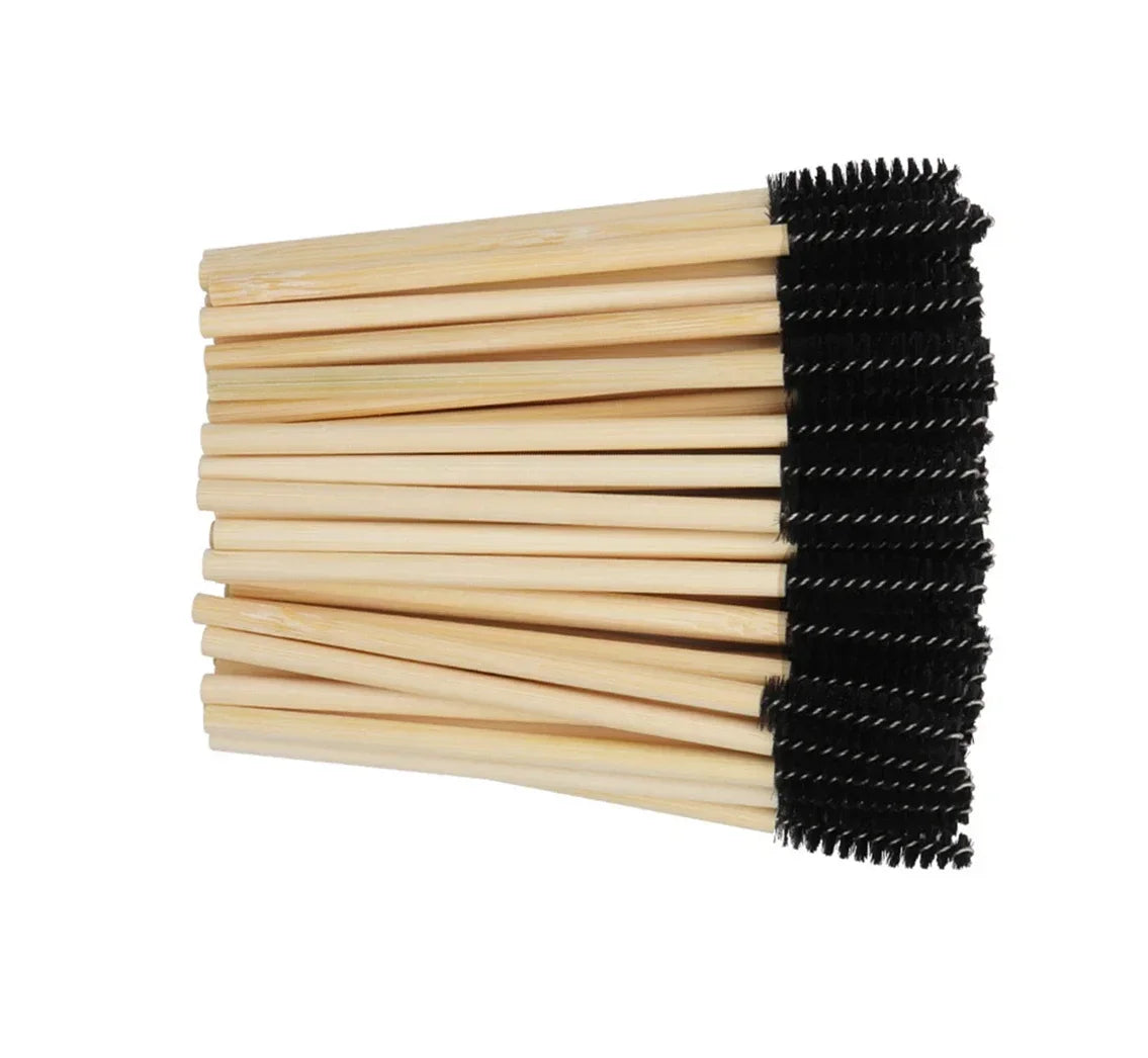 50pcs Disposable Silicone Eyelash Brushes, Eyebrow Extension Mascara Wands Applicator, Women Makeup Tools with Bamboo Handle Peaceful Pleasures Health and Wellness black