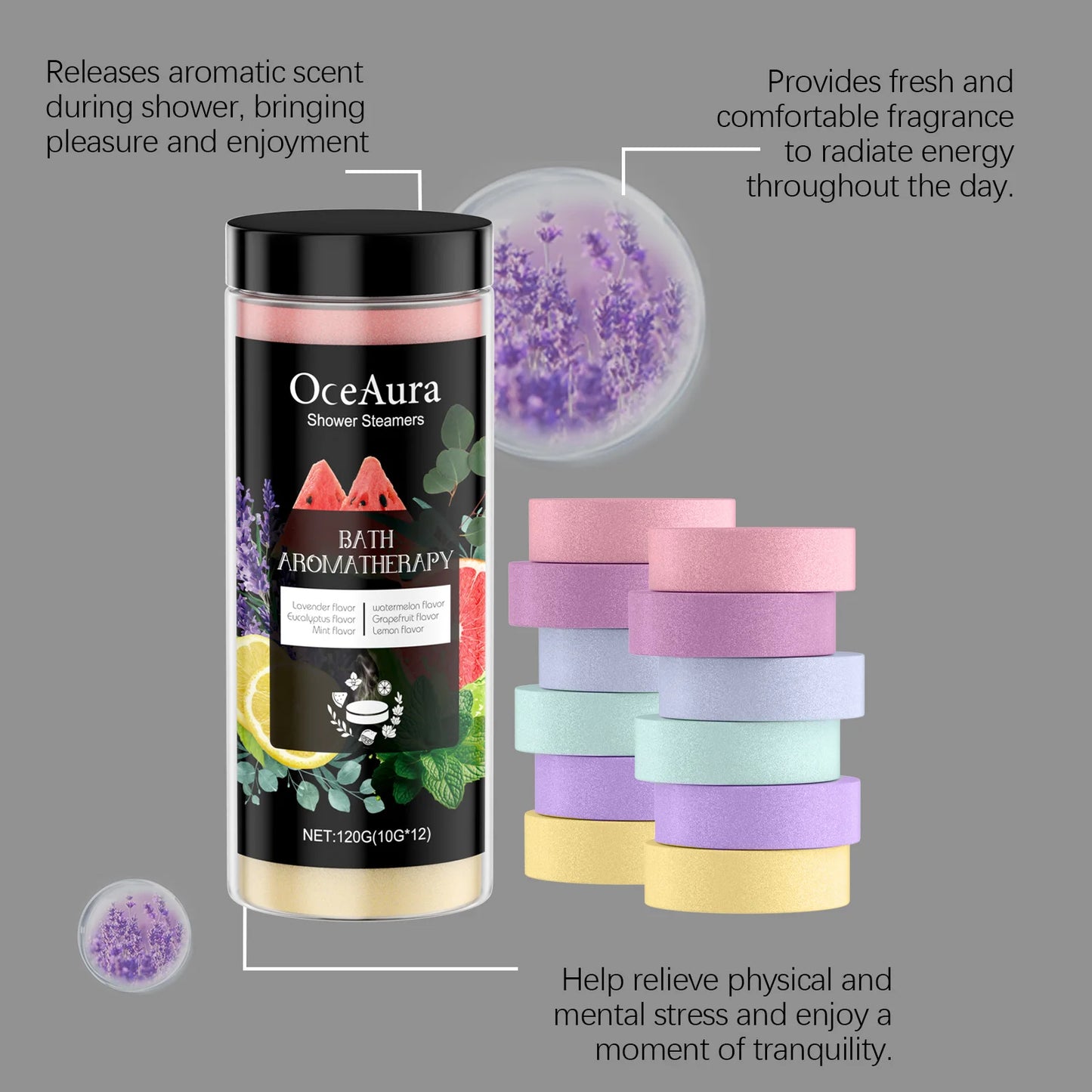 OceAura Shower Steamers 12-Pack | Aromatherapy Gift for Her
