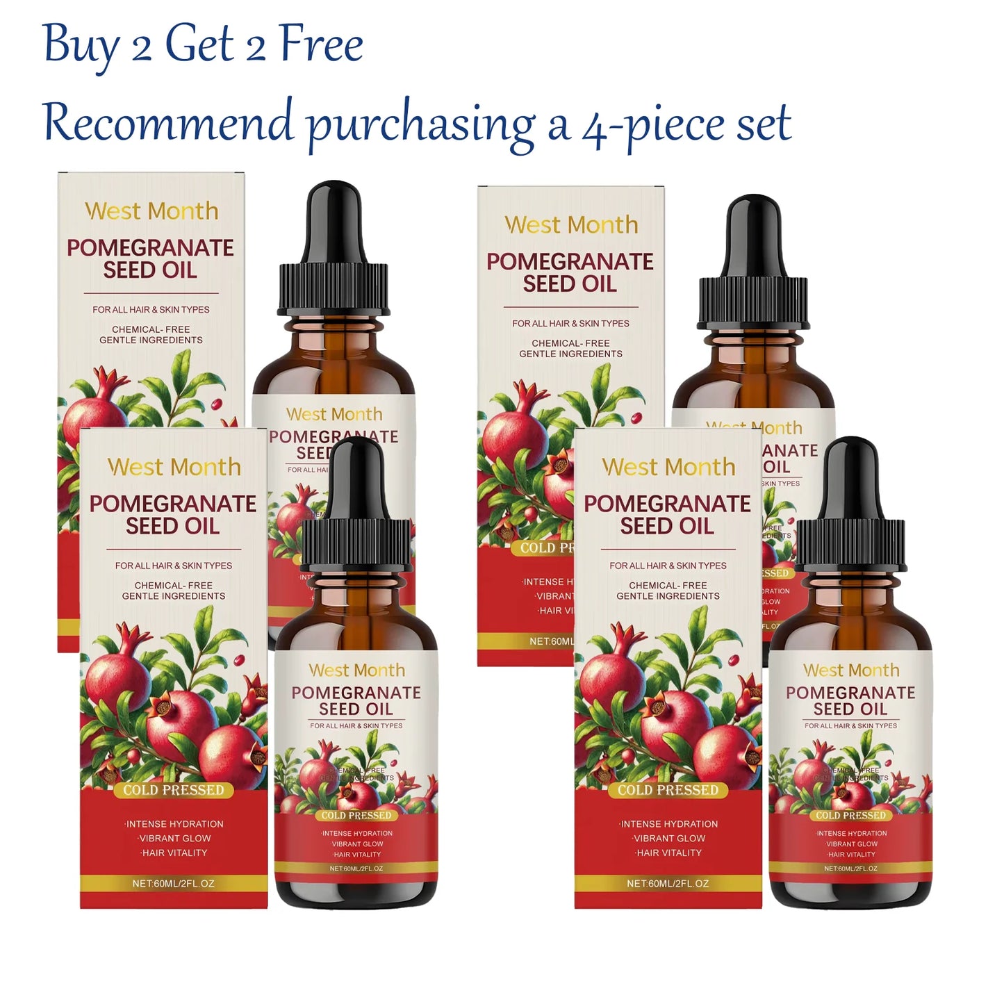 WEST MONTH 60ml Pomegranate Seed Oil | Moisturizing Body Skin Care