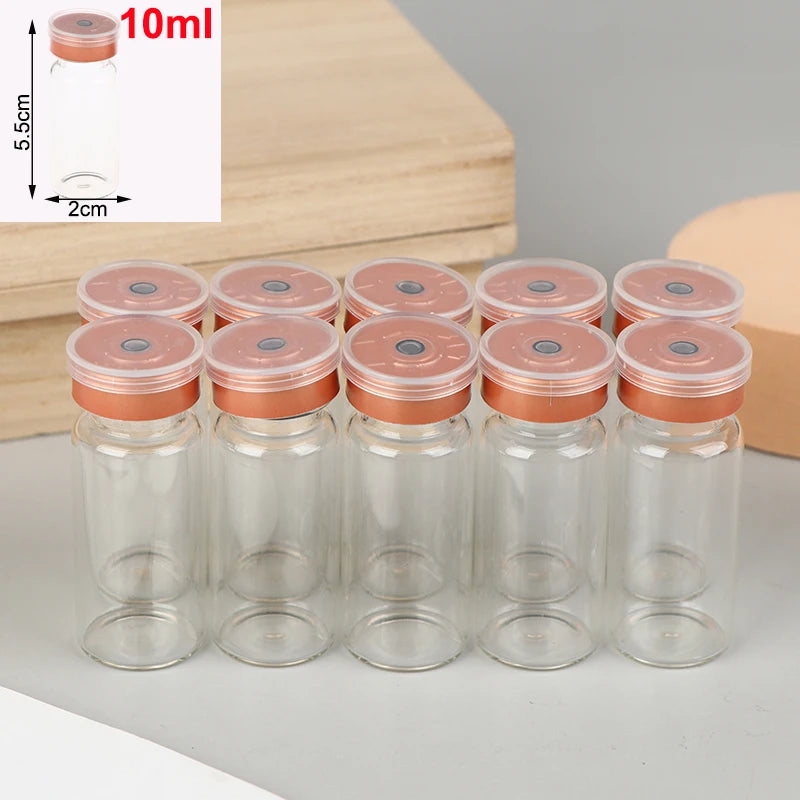 10-Pack Glass Vials Flip-Off Caps & Rubber Stoppers | 3–10ml