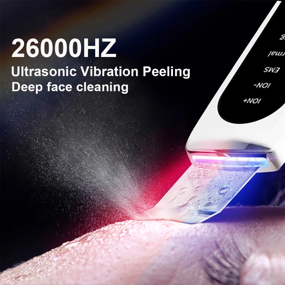 Ultrasonic Skin Scrubber Peeling Blackhead Remover Deep Face Cleaning Ultrasonic Ion Ance Pore Cleaner Facial Shovel Cleanser Peaceful Pleasures Health and Wellness
