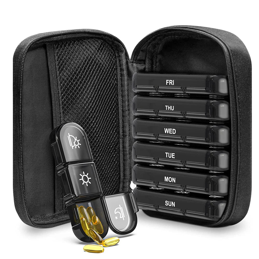 Weekly Pill Organizers 21 Grids 3 Times A Day Moisture-Proof Pill Box With PU Leather Case For Store Vitamin Medicine Fish Oils Peaceful Pleasures Health and Wellness