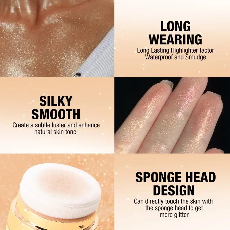 Diamond Glitter Highlighter Powder – Shimmer Face & Body Glow