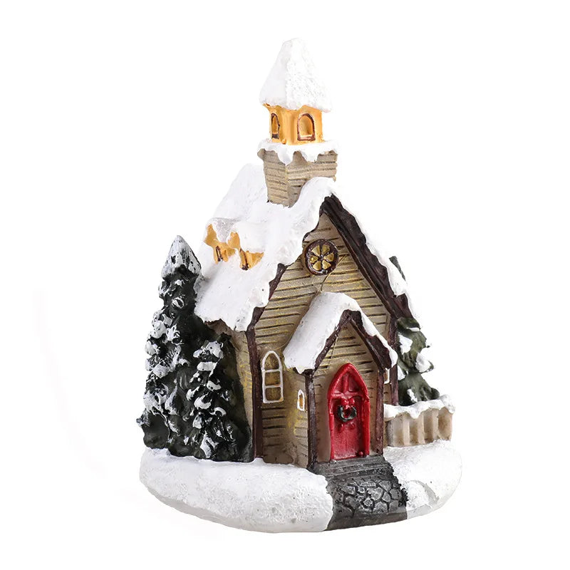 Christmas Led Light House Christmas Tree Ornaments LED Resin Small Village House Xmas Glow Decor Gift Happy New Year Decors DC05 Peaceful Pleasures Health and Wellness
