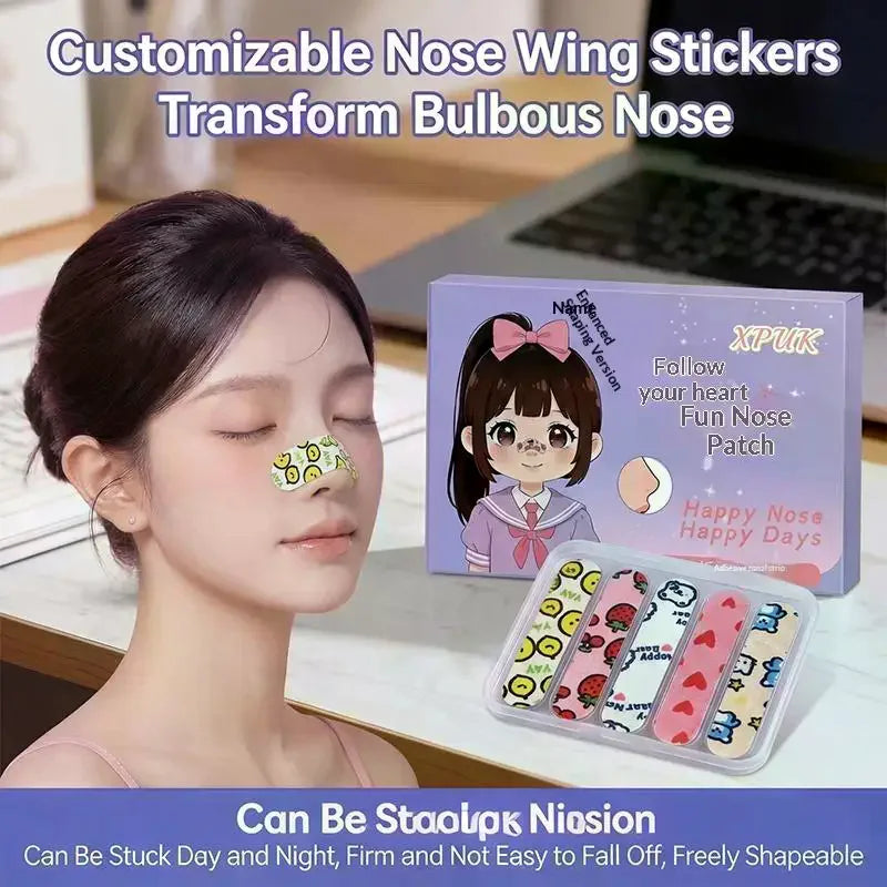 10/20/30 Pcs Cartoon Pattern Self-shaping Nose Splint Nose Adhesive Tape Nose Shape Corrector Provide External Support Fixation Peaceful Pleasures Health and Wellness