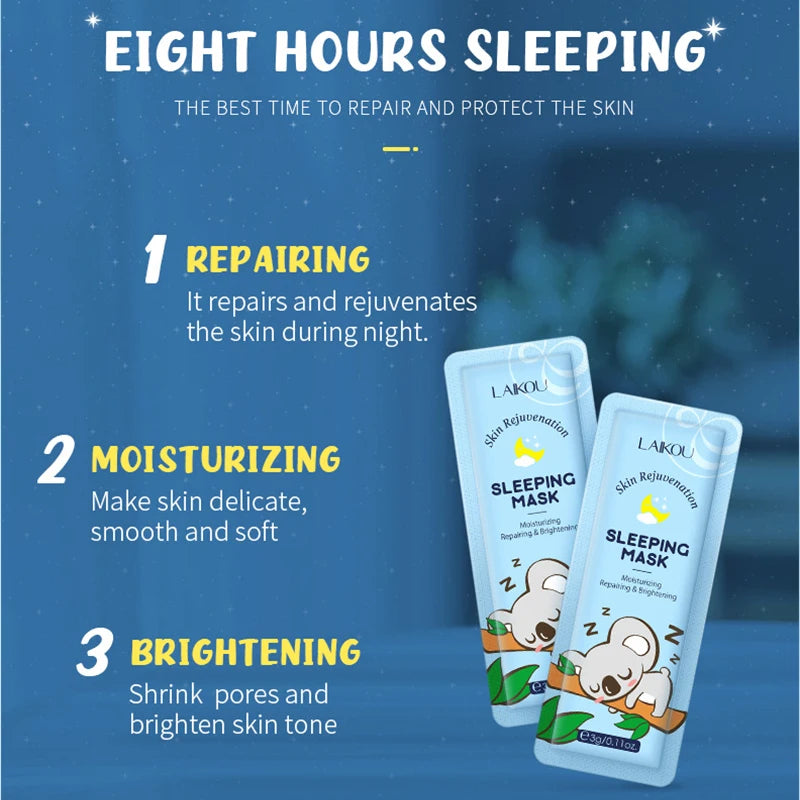 LAIKOU 7-in-1 Korean Sleeping Face Mask Set | Anti-Wrinkle & Hydrating