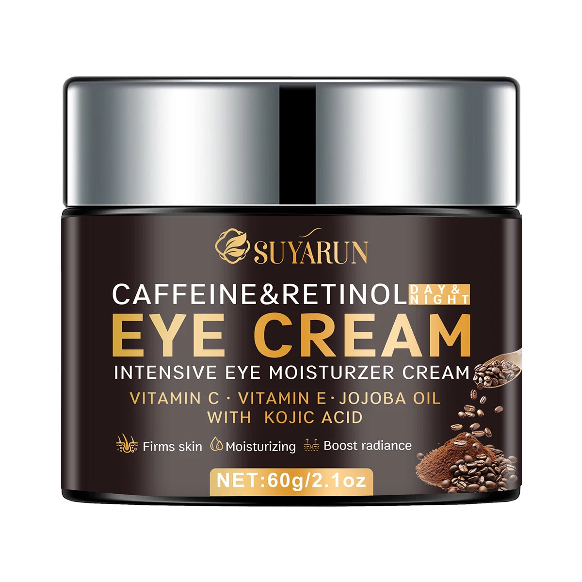 SUYARUN Anti-Aging Eye Cream Vitamin C&E + Caffeine Retinol - Dark Circles Wrinkles Treatment, Firming & Brightening. Peaceful Pleasures Health and Wellness 60g