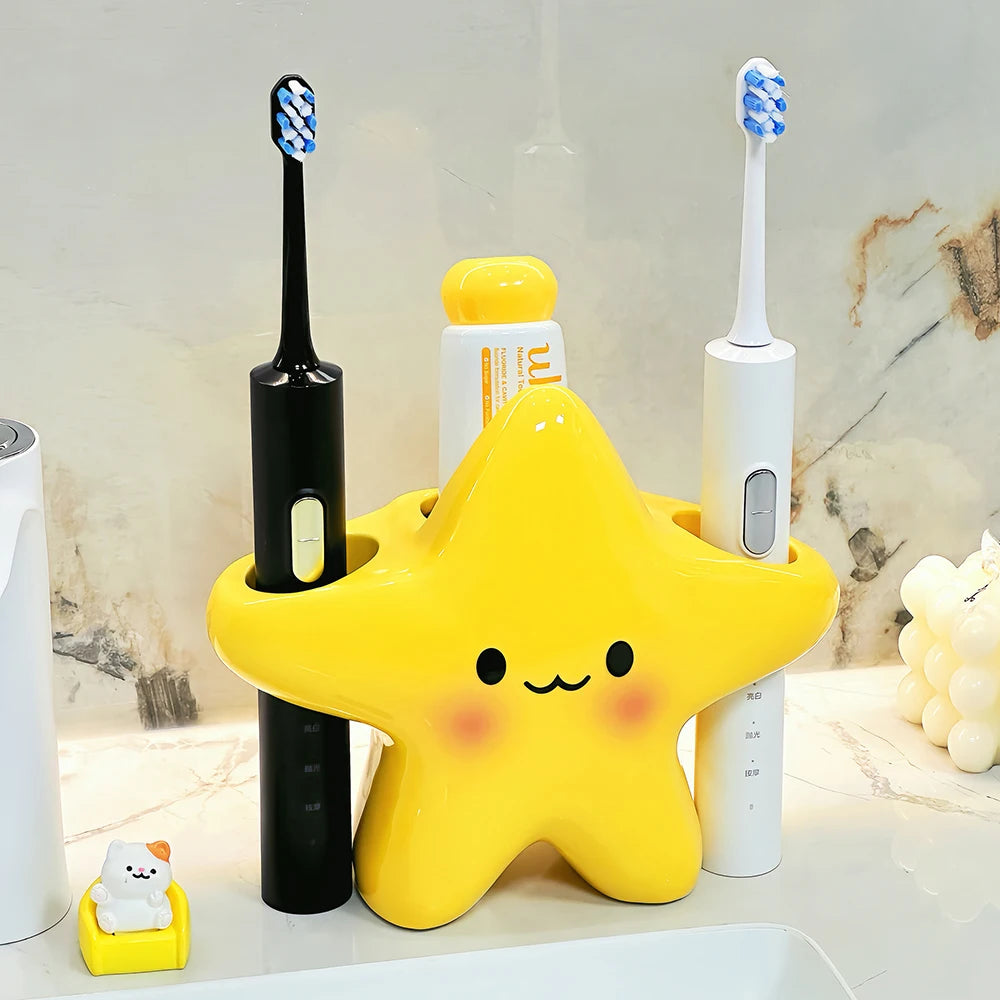 Toothbrush Holder Stand with 3 Slots – Ventilated Bathroom Organizer for Electric Toothbrushes & Toothpaste