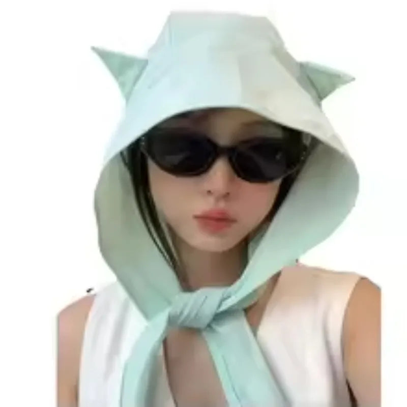 Pastel Devil Hood Sun Hat | UV Protection Quick-Dry Summer Hat