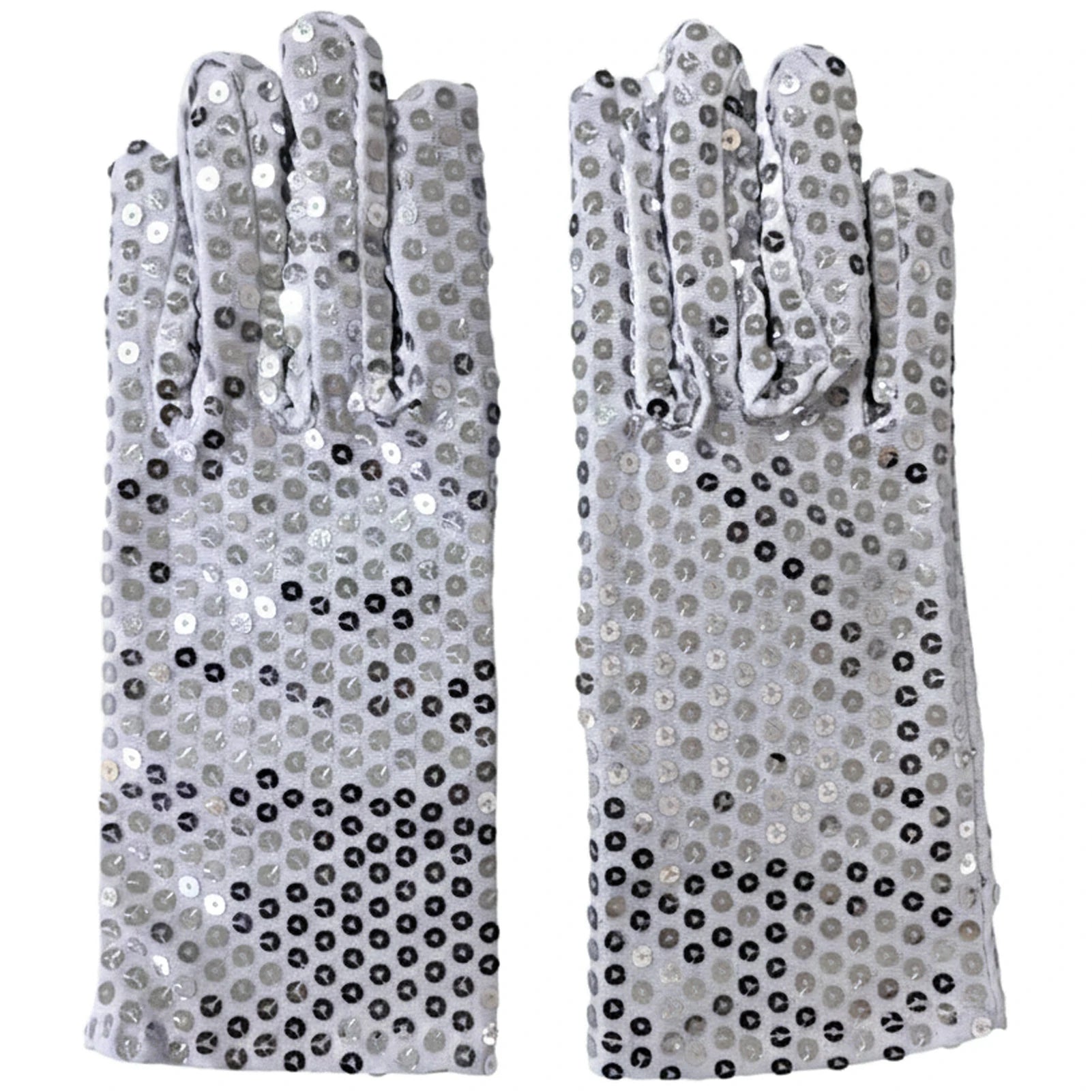 Silver Glitter Mesh Gloves Dance Costume Accessories for Women Party Performance Fashion Handwear Peaceful Pleasures Health and Wellness ONE SIZE Silver