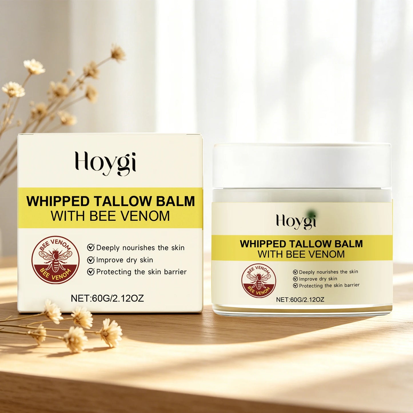 Whipped Tallow Balm for Dry Skin Repair Barrier Firming Lifting Reduces Fine Lines Boosts Elasticity Bee Venom Face & Body Crea Peaceful Pleasures Health and Wellness