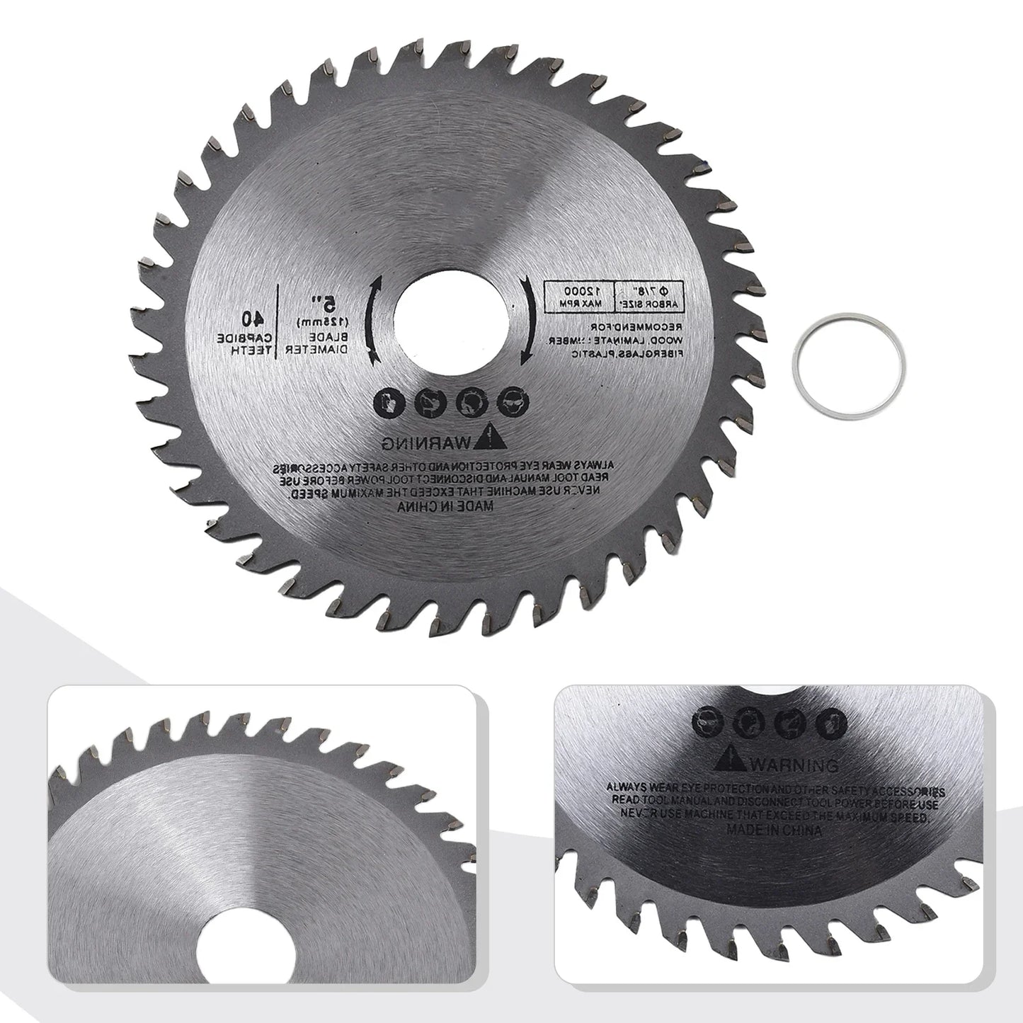 5" Carbide-Tipped Circular Saw Blade 125mm 40T 1" Bore Wood