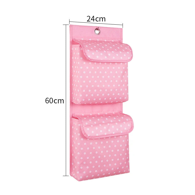 Oxford Cloth Wall Hanging Storage Bag – 2 Pockets & Lids