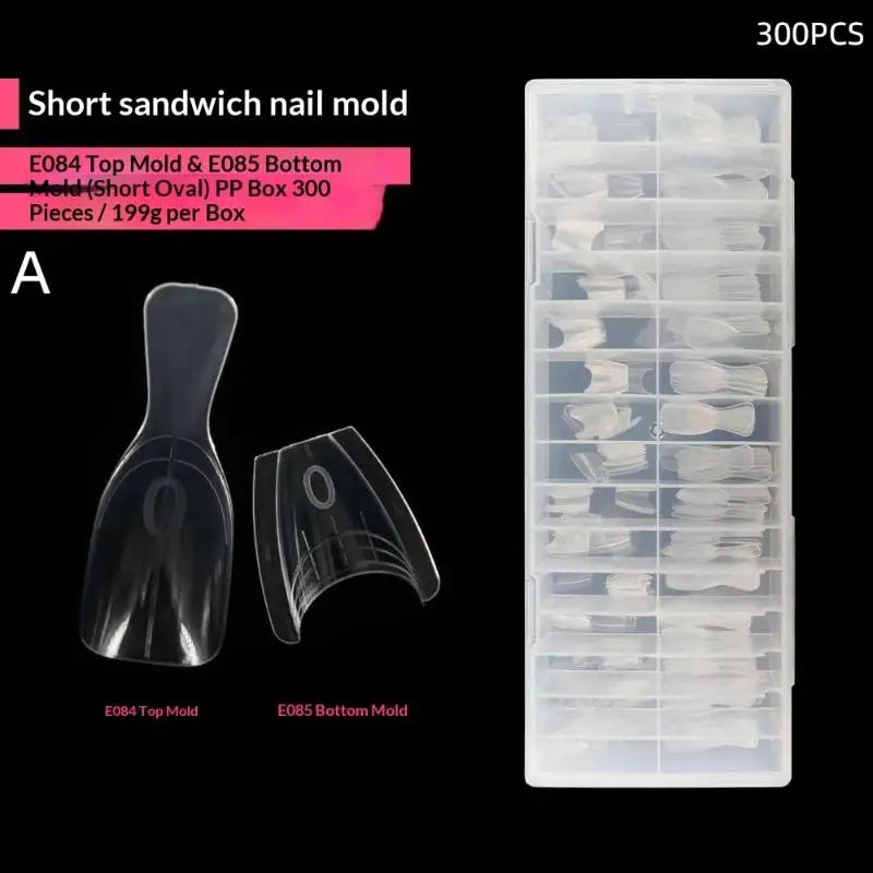 Oval Dual Nail Extension Forms 15 Sizes Sandwich Design 60–300pcs