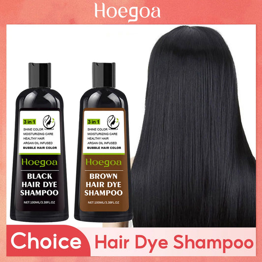 HOEGOA Natural Hair Dye Shampoo – Brown & Black | Gray Coverage, Nourishing, Permanent Color 100ml Peaceful Pleasures Health and Wellness