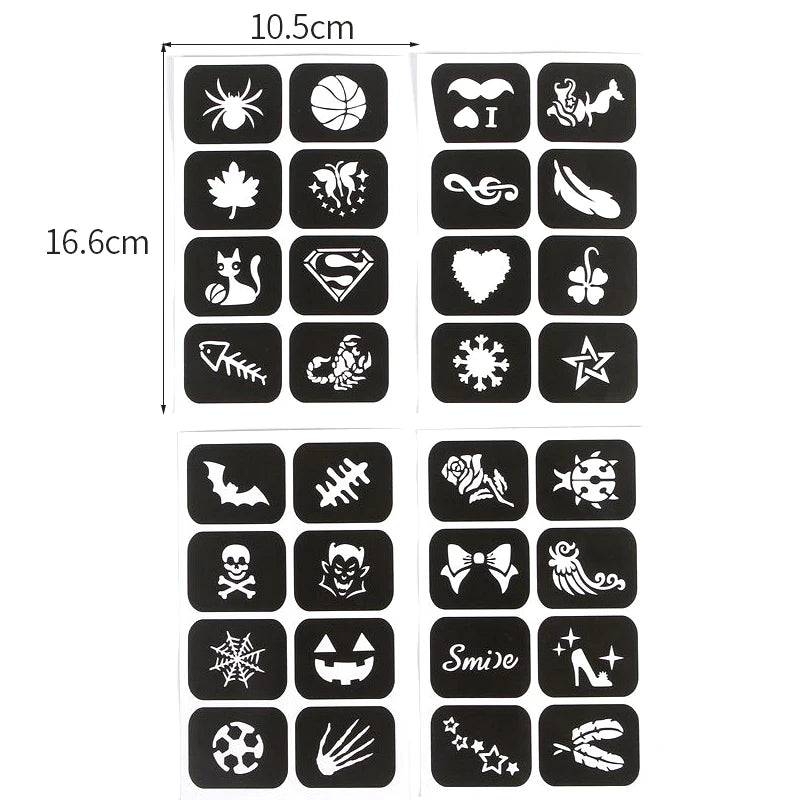 Kids Halloween Face Paint Stencils – 4-Pack Tattoo Templates
