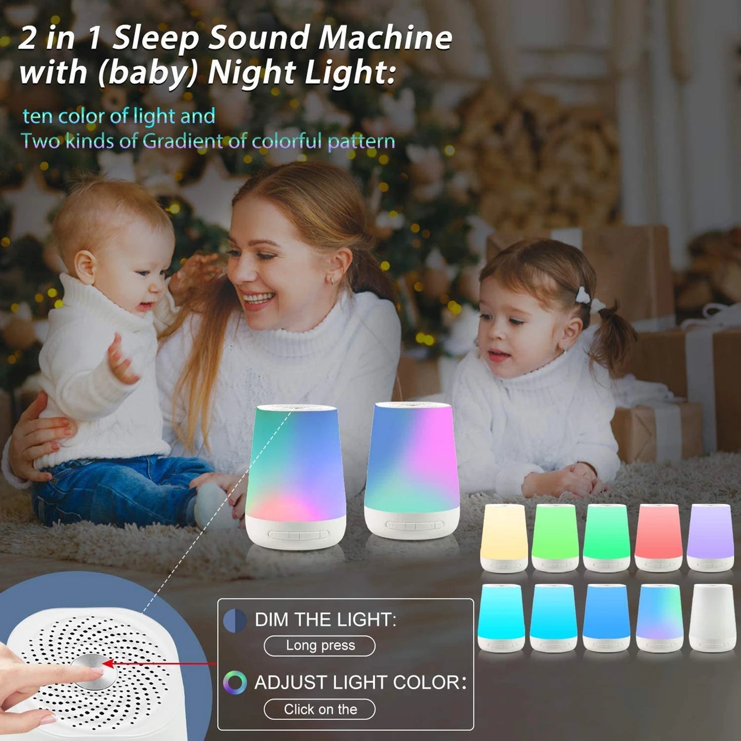 dodocool Baby White Noise Machine | 34 Sounds, Night Light