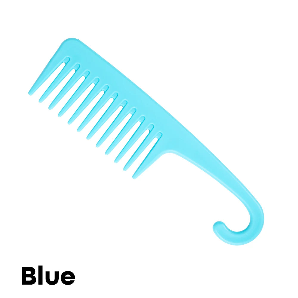 Large Wide Tooth Combs Of Hook Handle Detangling Reduce Hair Loss Comb Pro Hairdress Salon Dyeing Styling Brush Tools Household Peaceful Pleasures Health and Wellness Blue