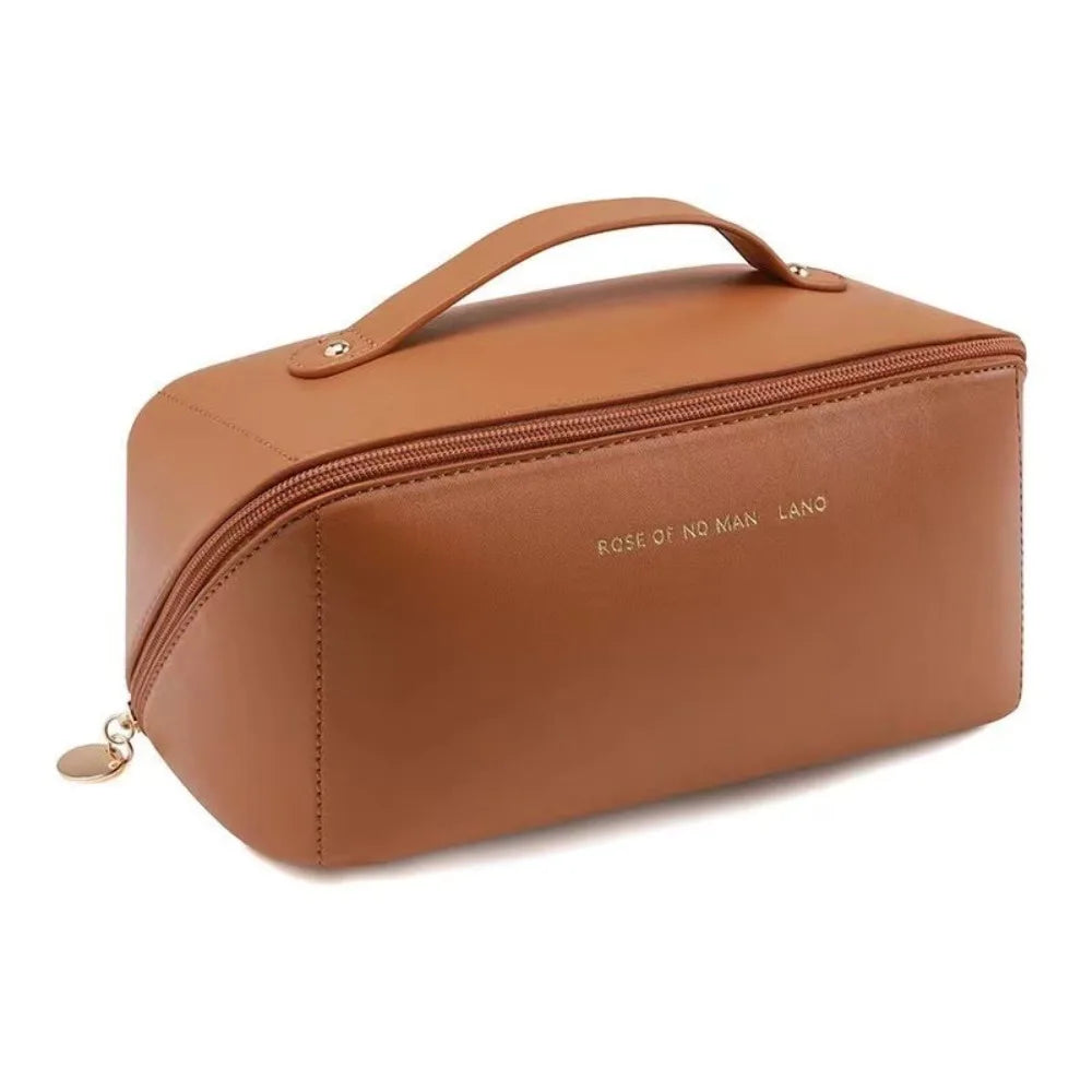 Large Travel Makeup Bag – Foldable PU Cosmetics Organizer