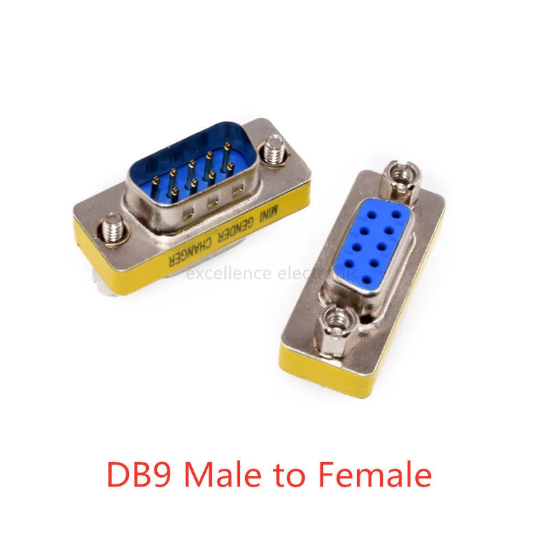 2PCS DB9 DB15 DB25 Gender Changer Adapter RS232 Com D-Sub To Male Female VGA Plug Connector 3Row 15Pin Peaceful Pleasures Health and Wellness DB9 Male to Female