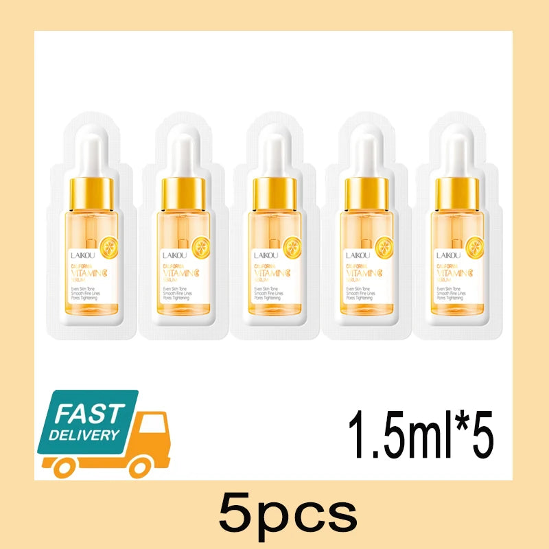 Vitamin C Whitening Serum Freckle Remove Essence Fade Pigmentation Melasma Dark Spots Corrector Repair Serum Korean Skin Care Peaceful Pleasures Health and Wellness 5pcs