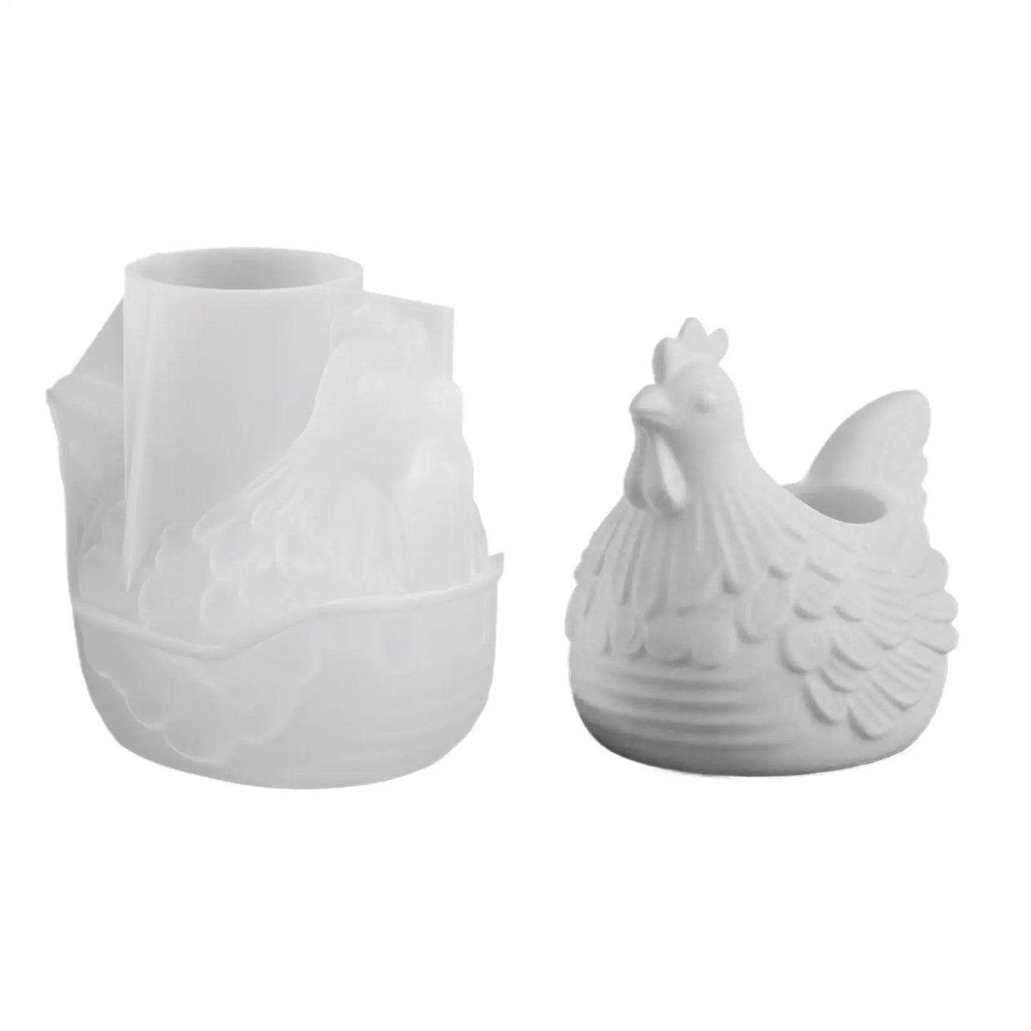 3D Hen Silicone Mold – DIY Candle Holder, Resin & Plaster Craft