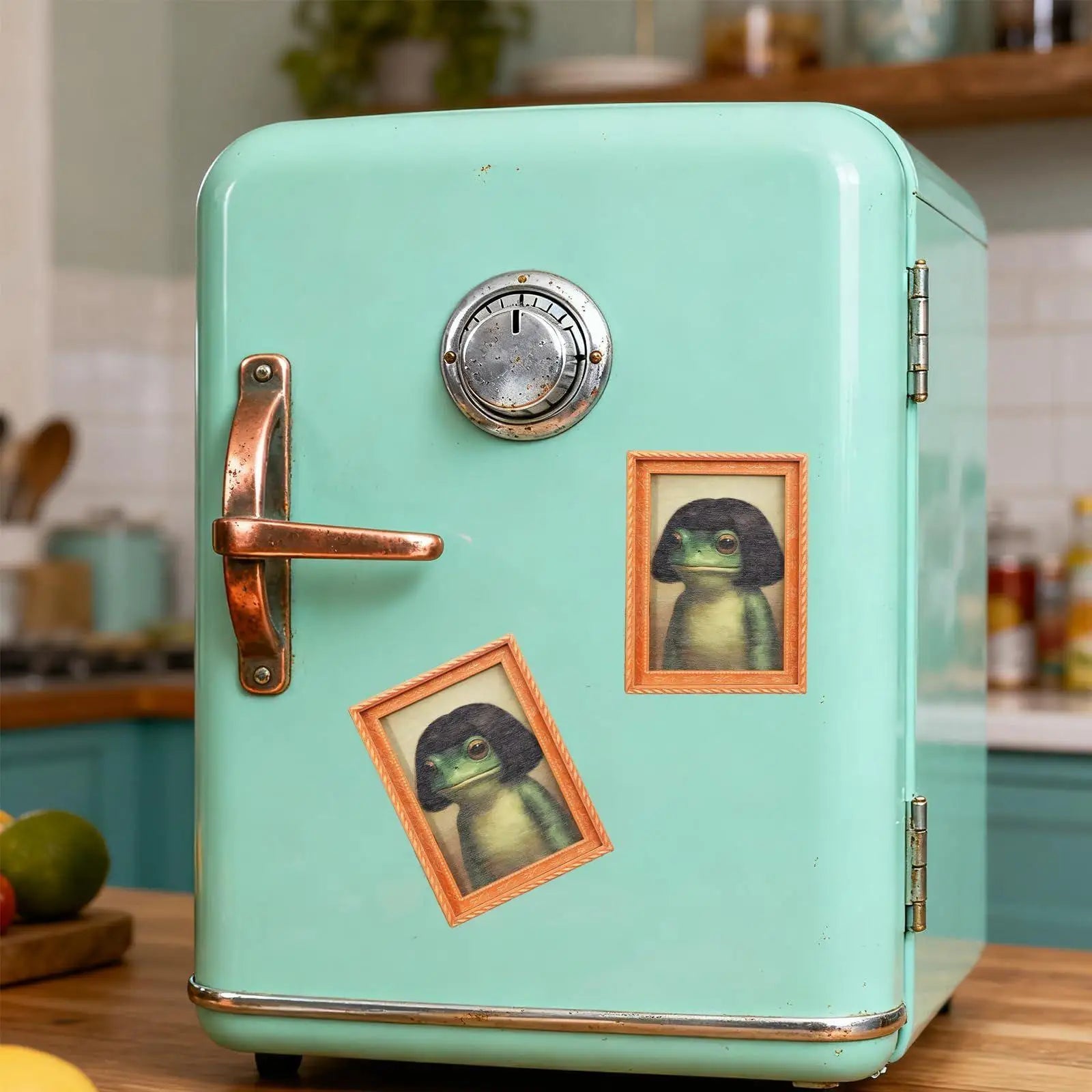 Funny Frog Fridge Magnet Cute frog Retro Refrigerator Decor Artistic Photo Framed Strong Refrigerator Magnets Small Ornament Peaceful Pleasures Health and Wellness