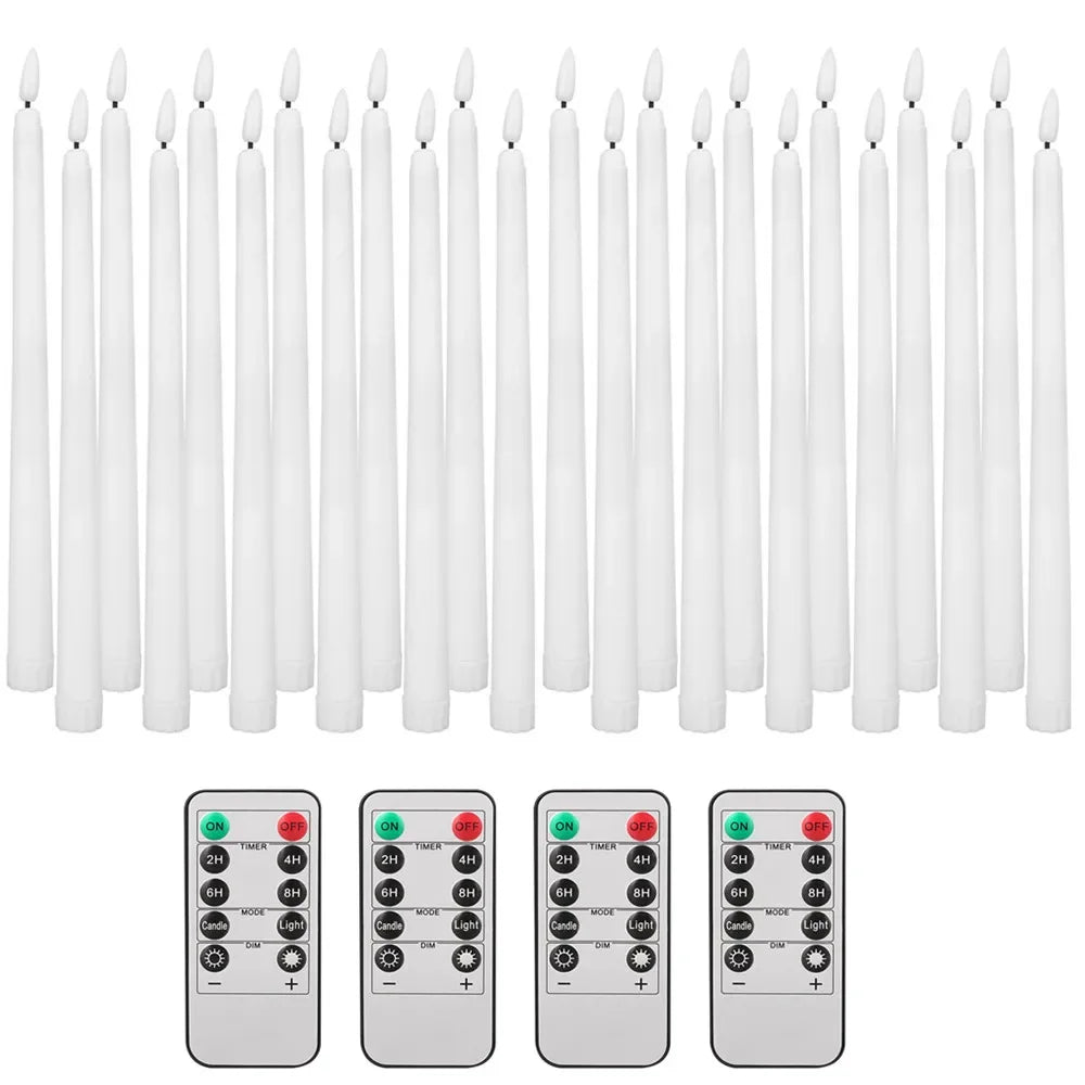 LED Flameless Taper Candles 12/24pcs Flickering with Remote 11" Battery Operated Ivory Candlesticks Christmas Home Wedding Decor Peaceful Pleasures Health and Wellness 24Pc Ivory
