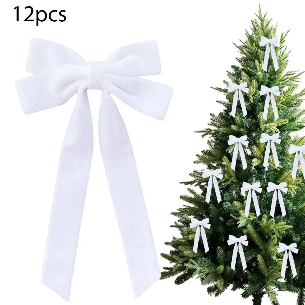 12-Pack Velvet Christmas Bows | Tree Ornaments & Gift Wrap Christmas Bow Ornaments Peaceful Pleasures Health and Wellness H 26cm