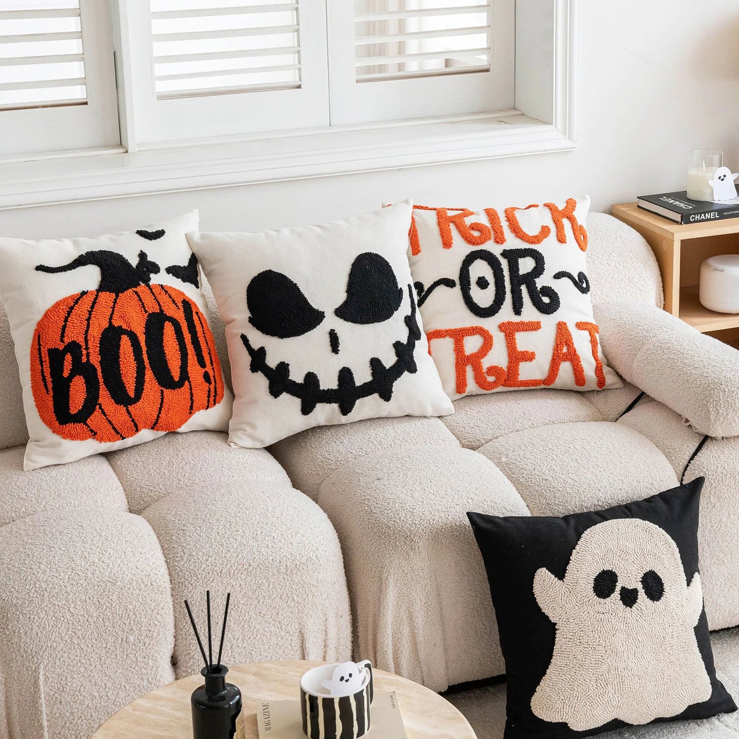 Battilo Halloween Decorative Pillow Cover Orange Pumpkin Cushion Case for Sofa Couch Linen Cotton Pillowcase for Home Fall Decor Peaceful Pleasures Health and Wellness