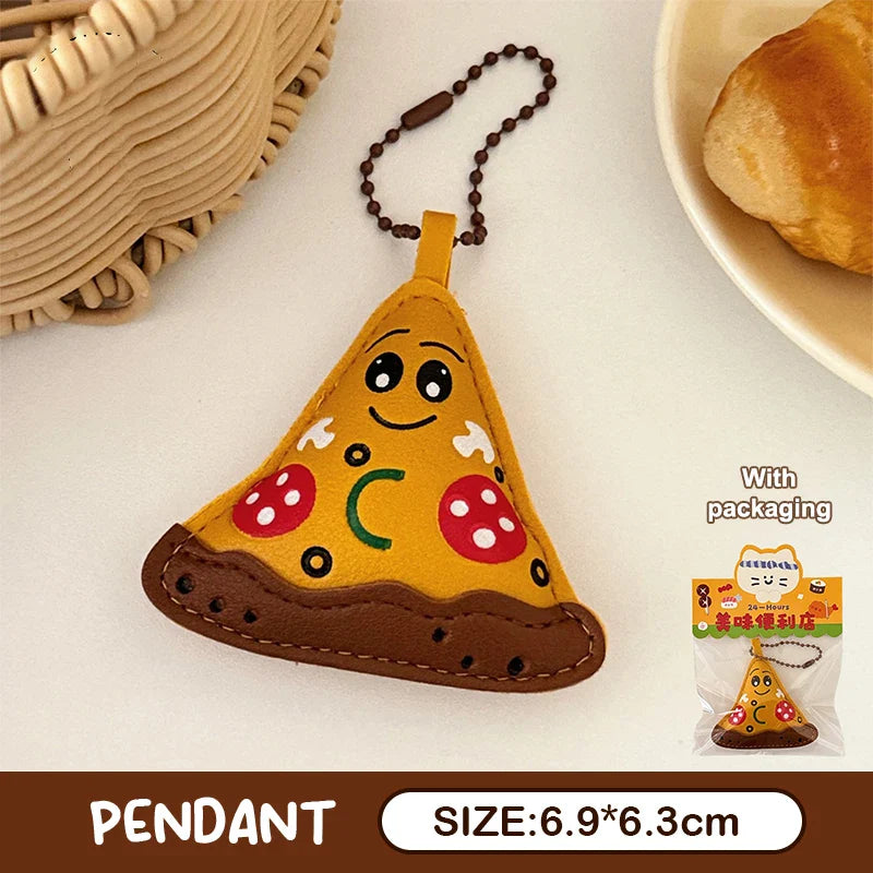 Cute Food Doll PU Leather Keychain Bag Charm Pendant