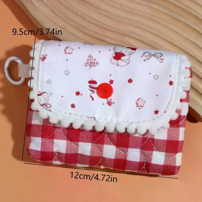 Cute Plaid Canvas Coin Purse – Mini Wallet & Earphone Pouch