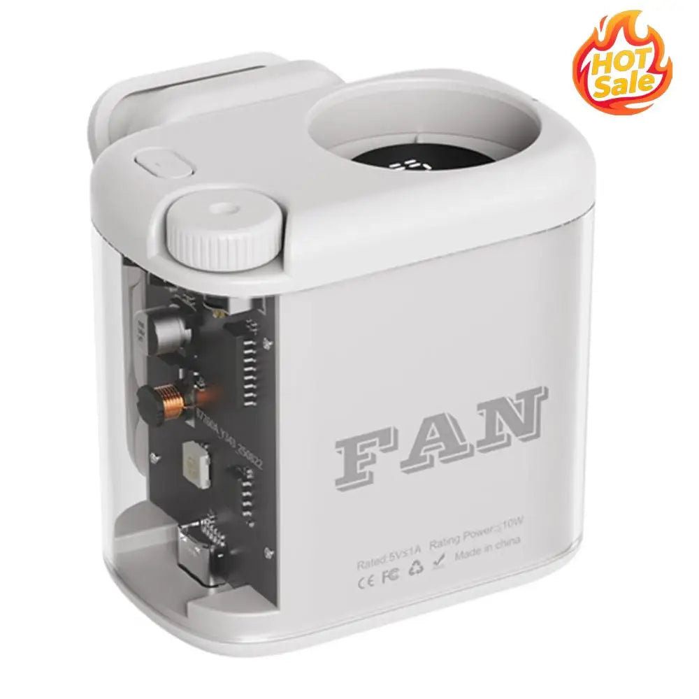 Wearable Waist Fan 100 Speeds 1800mAh Battery LED Light