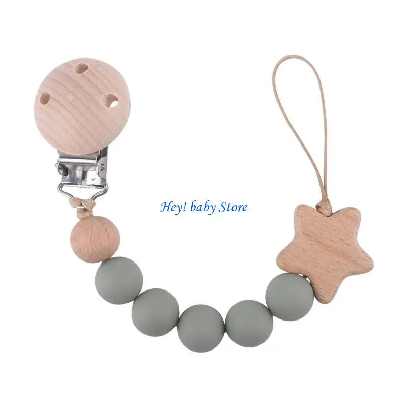 Baby Girl Pacifier Clip with Silicone Teething Beads | Soother Chain