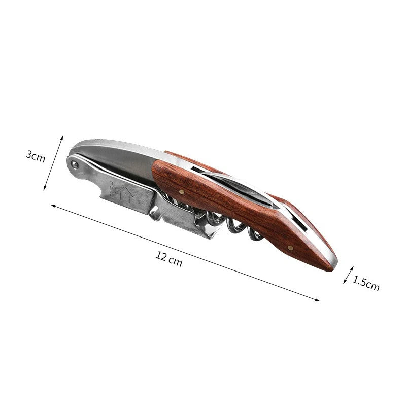 1PC Professional Wood Corkscrews for Wine Bottles w/Foil Cutter and Cap Remover Manual Wine Key for Servers Waiters, Bartenders Peaceful Pleasures Health and Wellness