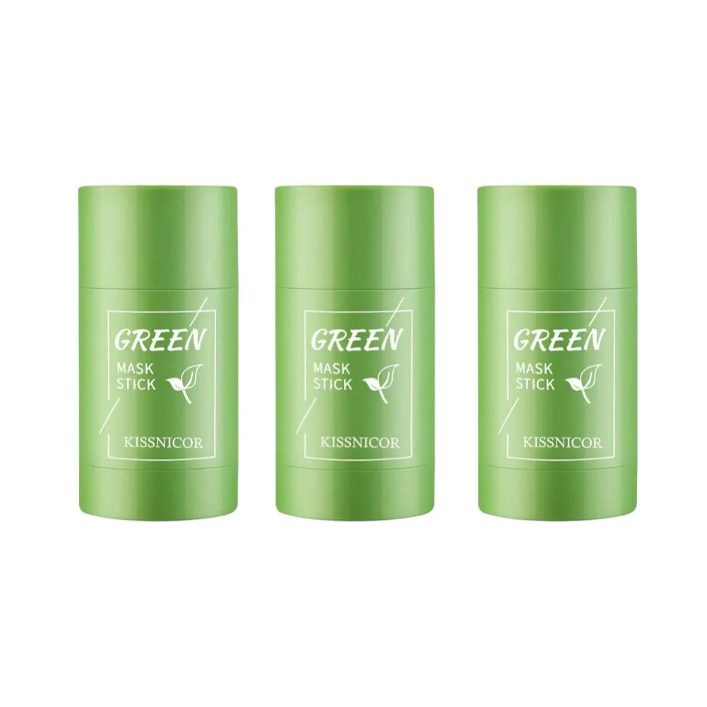 Face Clean Mask Green Tea Cleansing Stick Mask Shrink pores Deep Blackhead Remover facial Cleansing Moisturizing Mask 40g Peaceful Pleasures Health and Wellness 3pcs