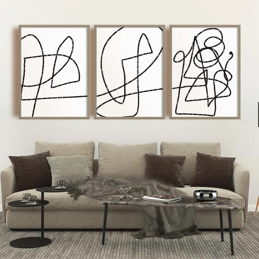 Nordic Abstract Black & White Canvas Wall Art | Minimalist Print Canvas Wall Art Print Peaceful Pleasures Health and Wellness