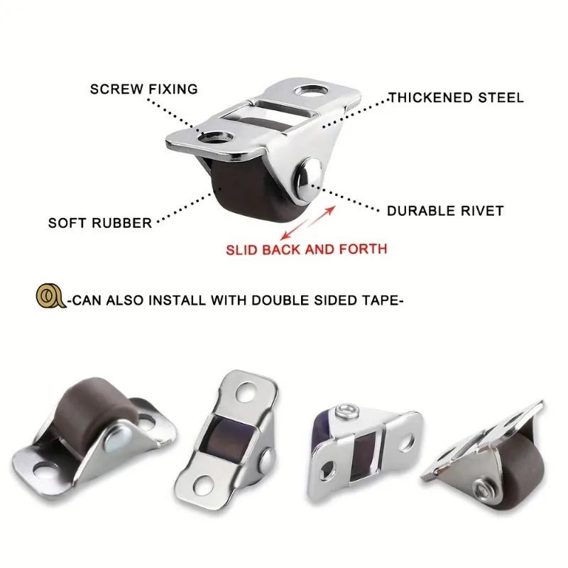 8-Pack Mini Silent Rubber Caster Wheels 0.5" for Furniture & DIY