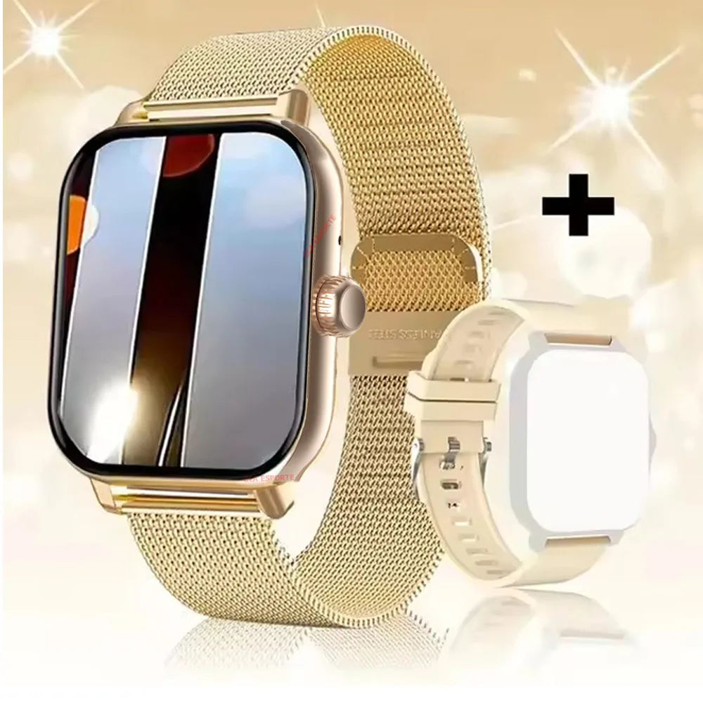 Smartwatch Dial to Answer Calls Calorie Tracking 2.01 Inch Heart Rate Blood Oxygen Blood Pressure Monitor Bluetooth Smart Watch Peaceful Pleasures Health and Wellness Gold Milan