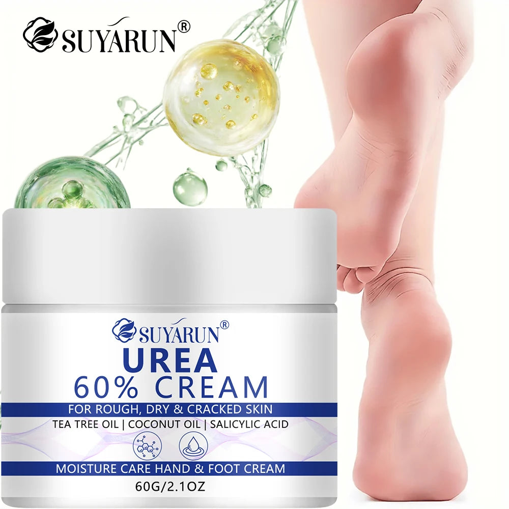 SUYARUN 60% Urea Foot Cream for Cracked Heels & Dry Skin - Intensive Moisturizing Treatment, Callus Remover, Diabetic Foot Care. Peaceful Pleasures Health and Wellness