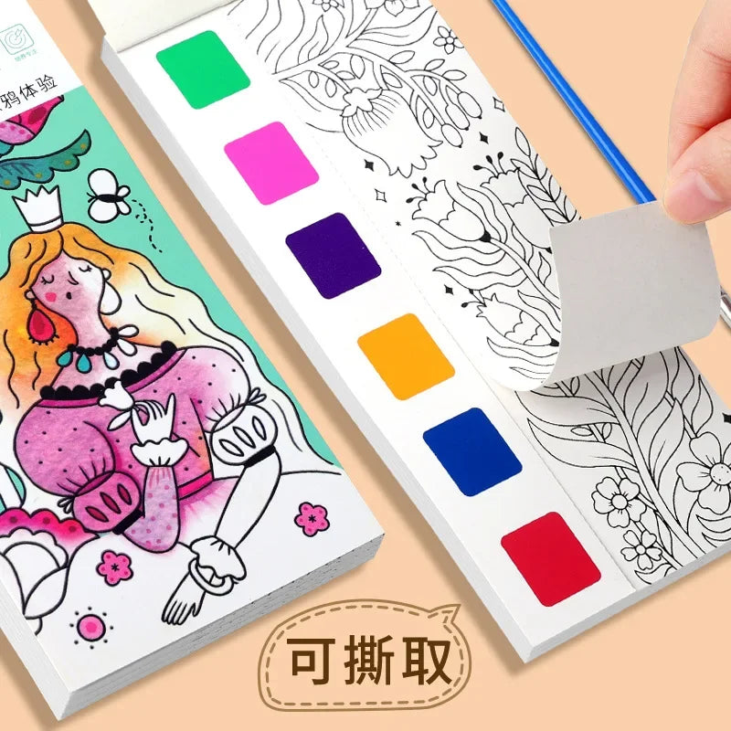12 Sheets Children Watercolor Graffiti Draw Book 3+ Year Early