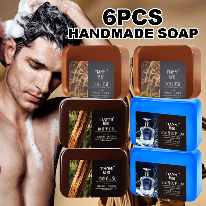Men's 3-in-1 Agarwood Cologne Handmade Soap – Face Hair Body