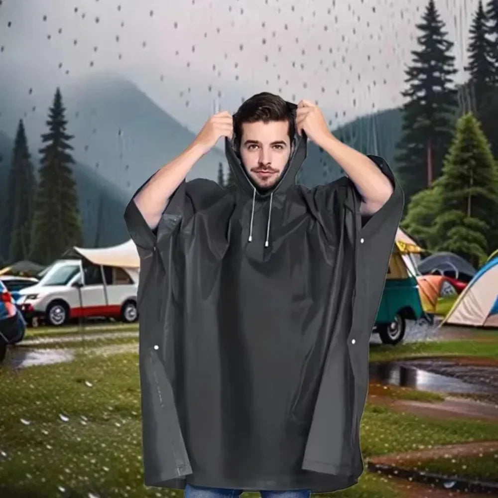 3-in-1 Waterproof Rain Poncho – Hooded Raincoat for Outdoors