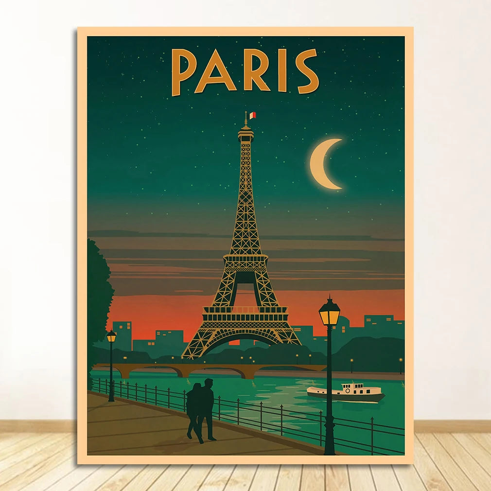 Paris France Vintage Canvas Wall Art Poster | Unframed Print Canvas Wall Poster Peaceful Pleasures Health and Wellness 1769-04 20x30cm Unframed
